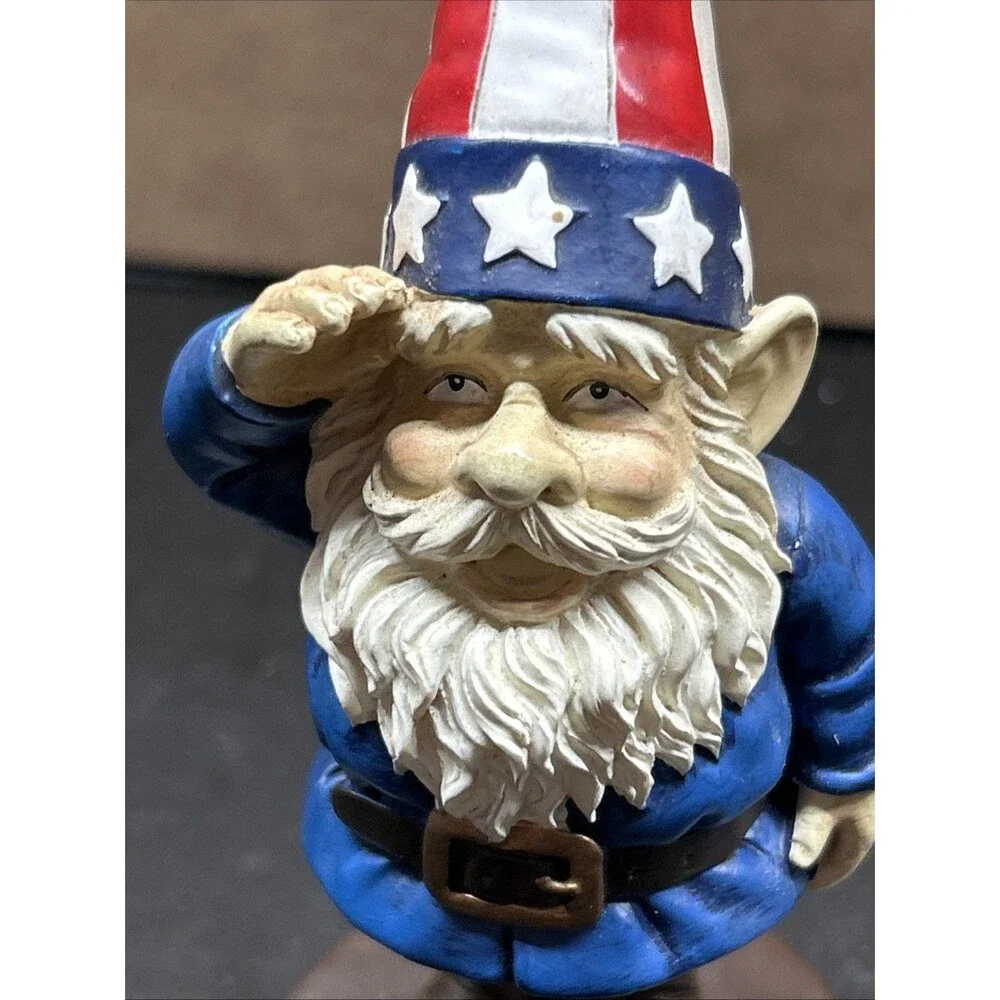 Patriotic Gnome 5 inch Gnome Saluting Figurine July 4 Collectible Statue